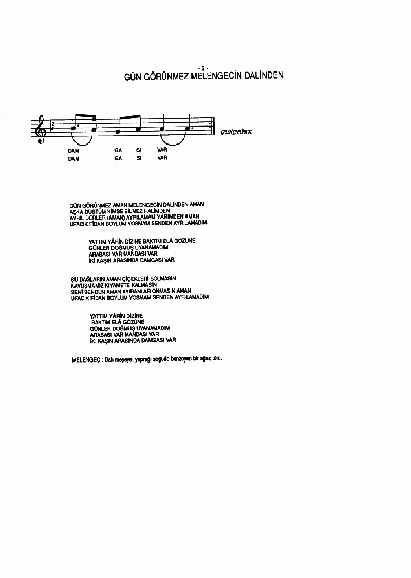 GÜN GÖRÜNMEZ MELENGECİN DALİNDEN - I