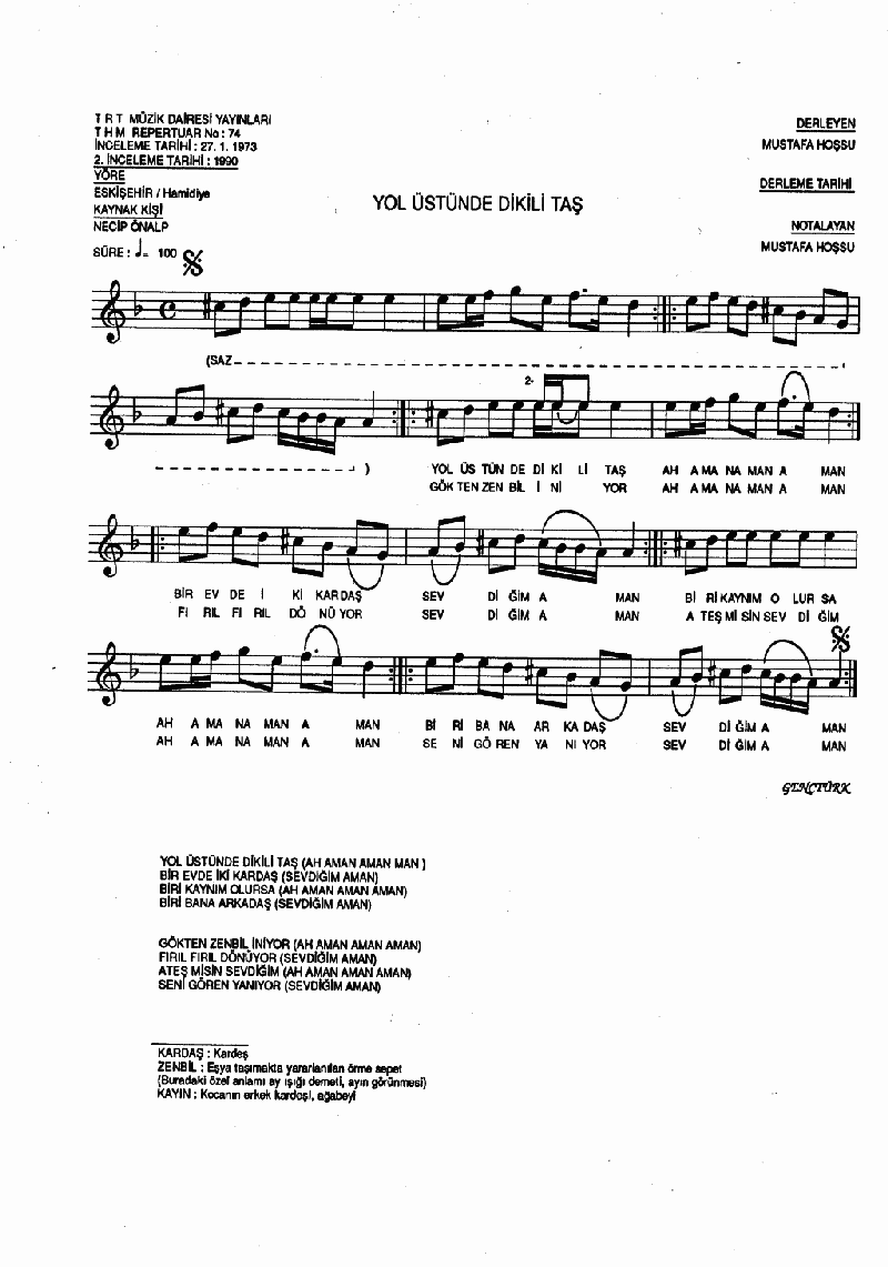 YOL ÜSTÜNDE DİKİLİ TAŞ