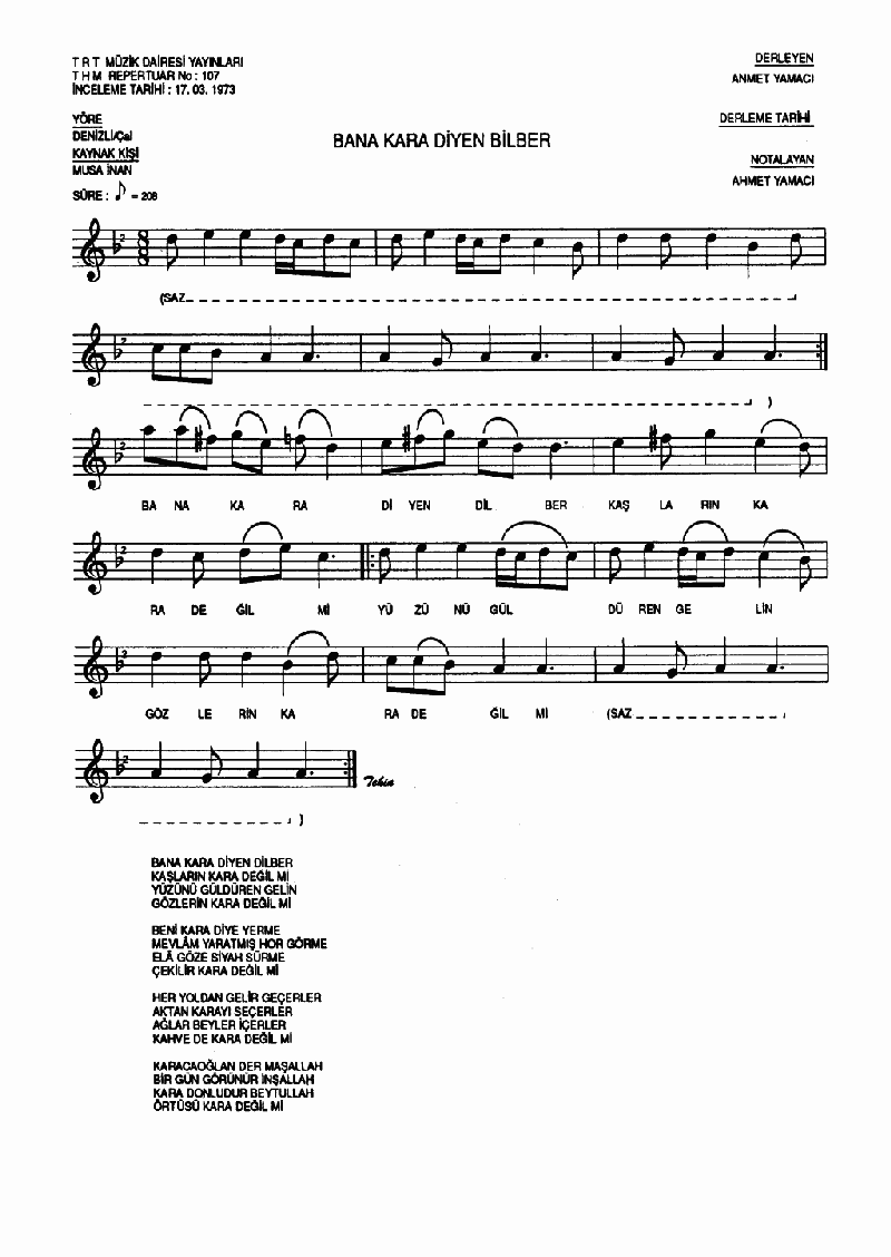 BANA KARA DİYEN DİLBER