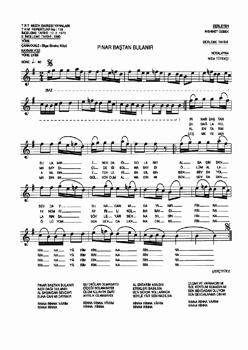 RİNNA YARİM (Pınar Baştan Bulanır)