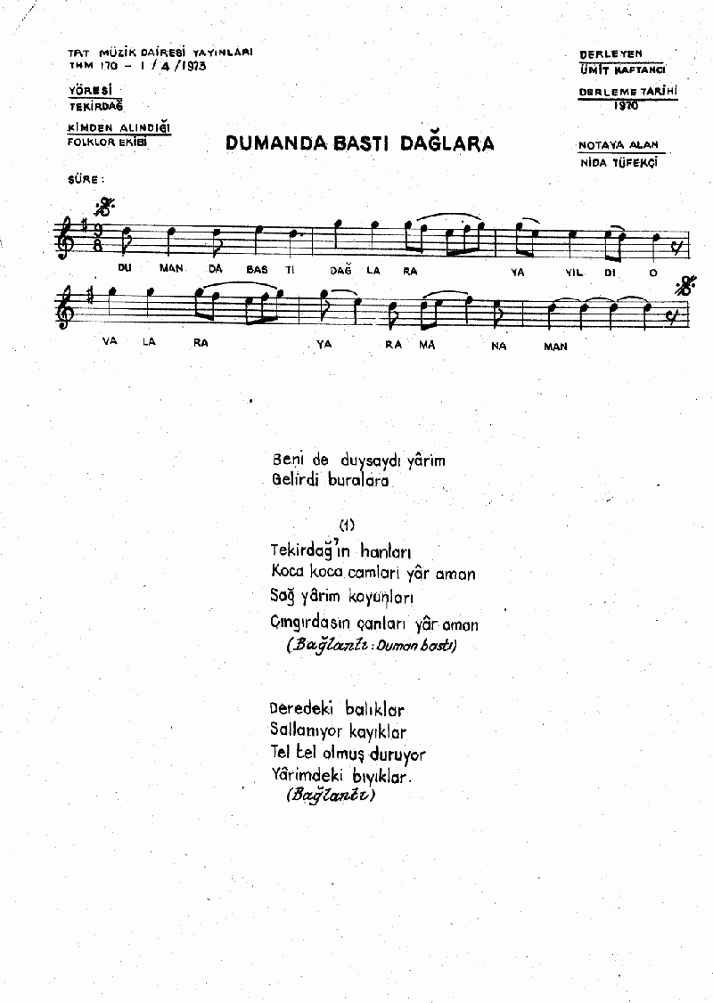 DUMAN DA BASTI DAĞLARA