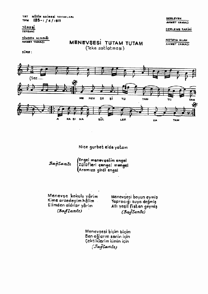 MENEVŞESİ TUTAM TUTAM