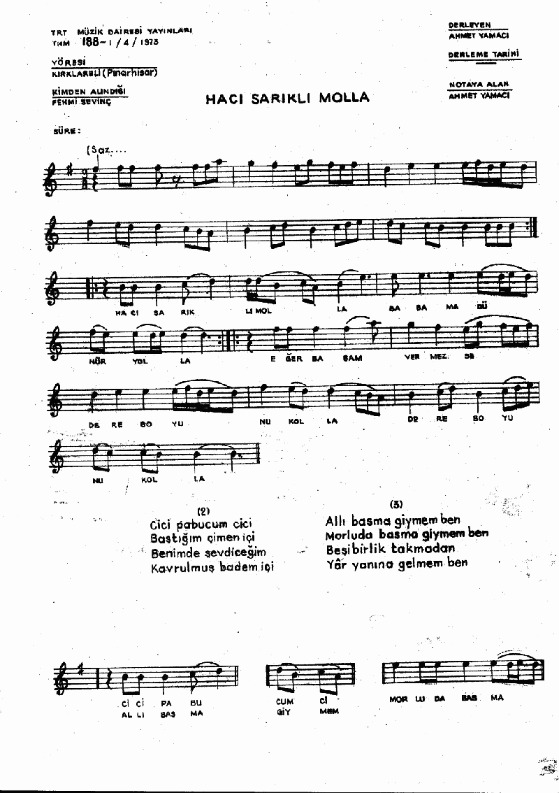 HACI SARIKLI MOLLA - II