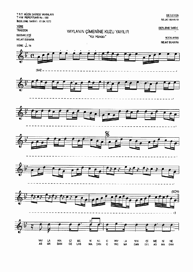 YAYLANIN ÇİMENİNE