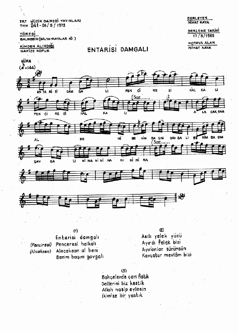 ENTARİSİ DAMGALI
