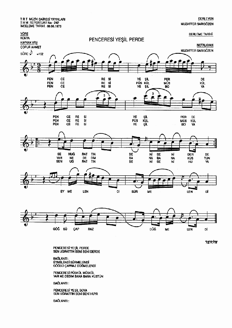 PENCERESİ YEŞİL PERDE - I