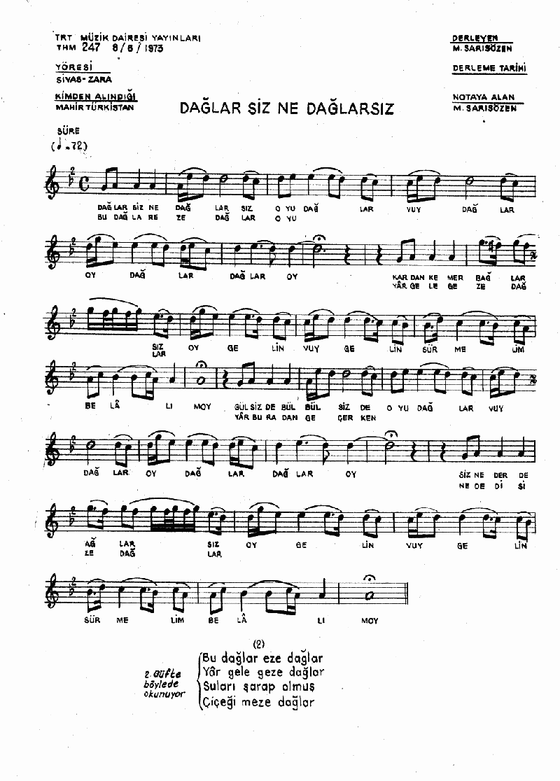 DAĞLAR SİZ NE DAĞLARSIZ