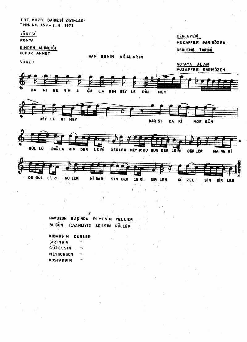 HANİ BENİM AĞALARIM BEYLERİM