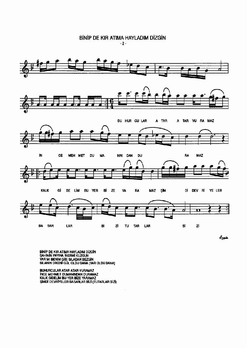 BİNİP DE KIR ATIMA HAYLADIM DİZGİN