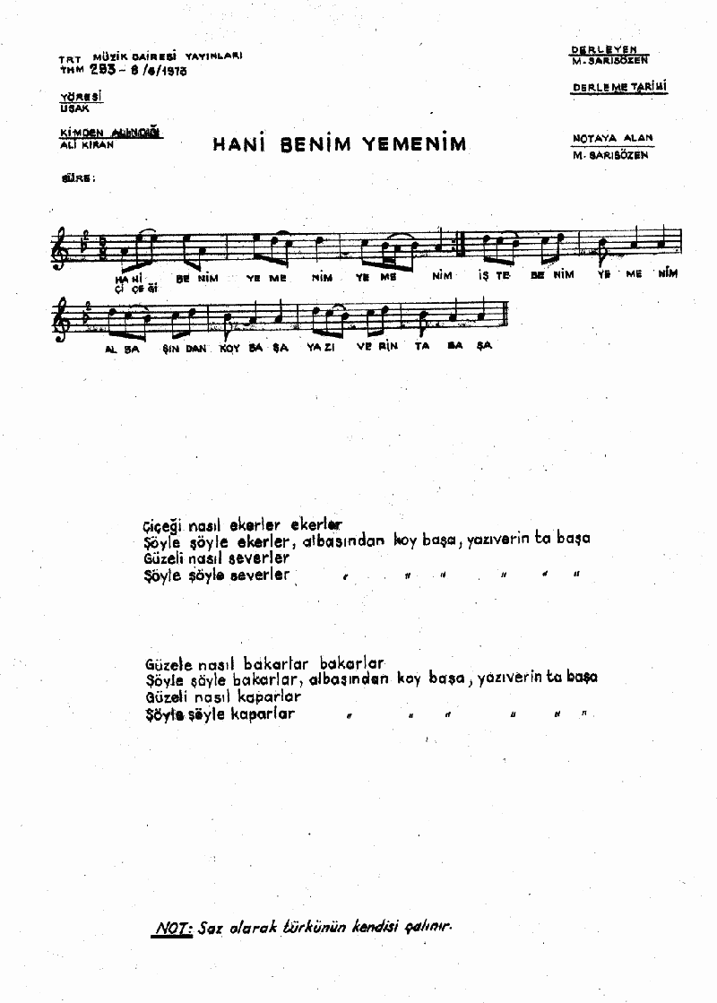 HANİ BENİM YEMENİM