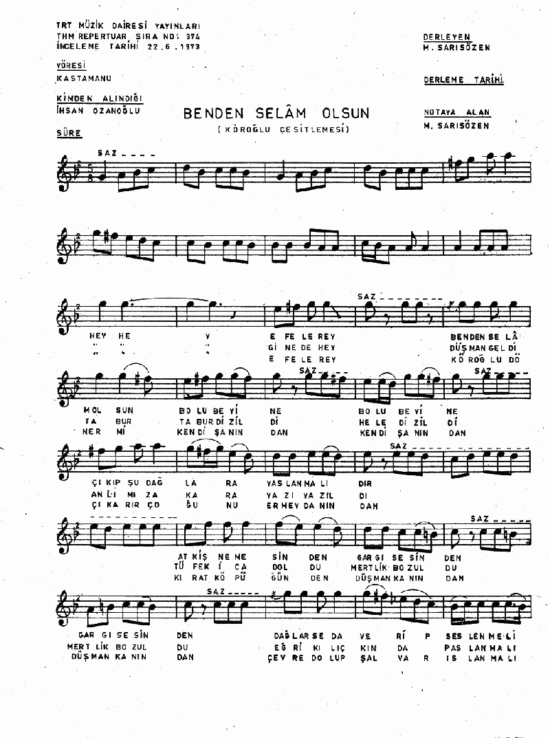 Benden Selam Olsun Bolu Beyi’ne