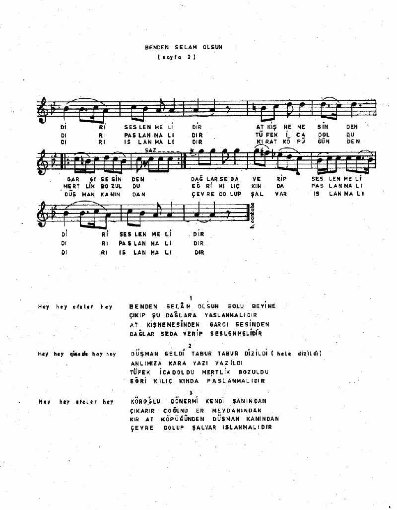 Benden Selam Olsun Bolu Beyi’ne