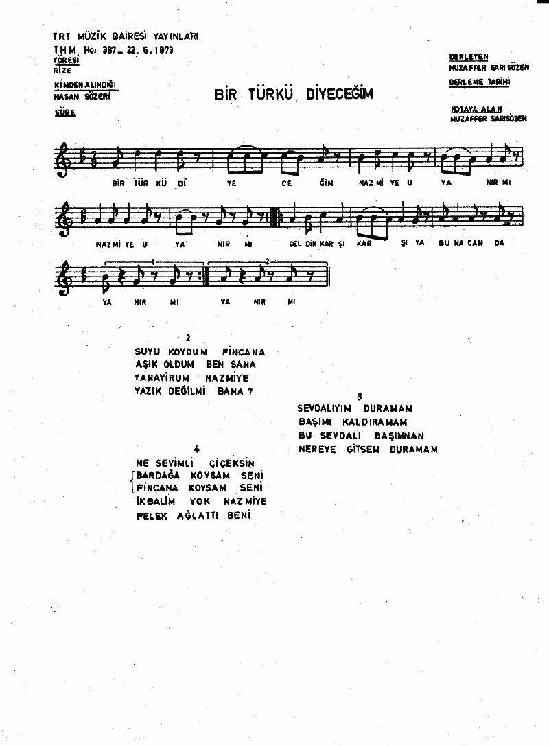 BİR TÜRKÜ DİYECEĞİM