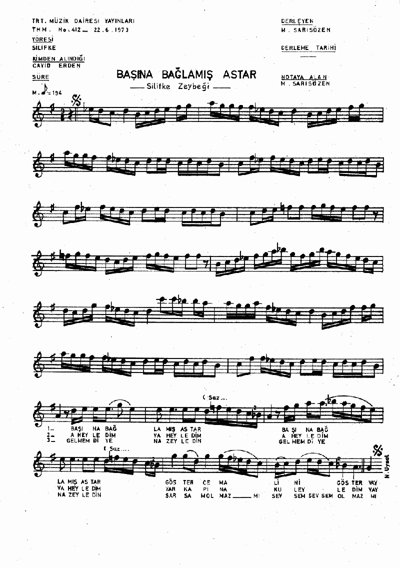 BAŞINA BAĞLAMIŞ DASTAR