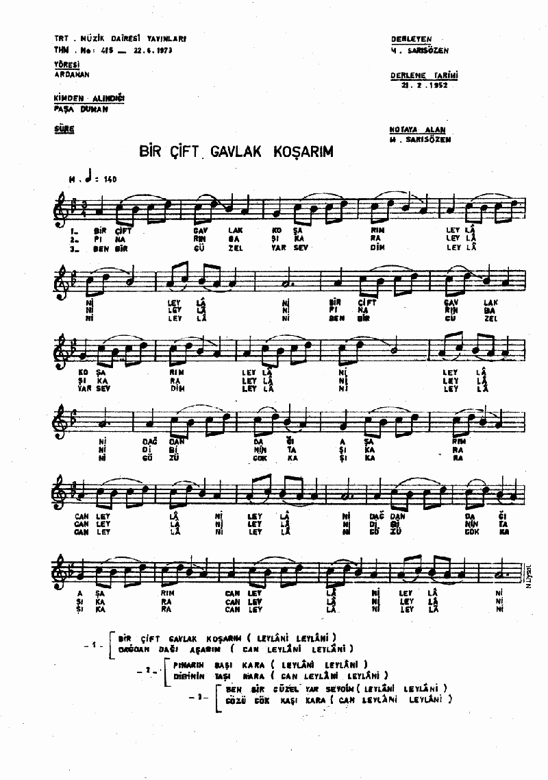 BİR ÇİFT GAVLAK KOŞARIM