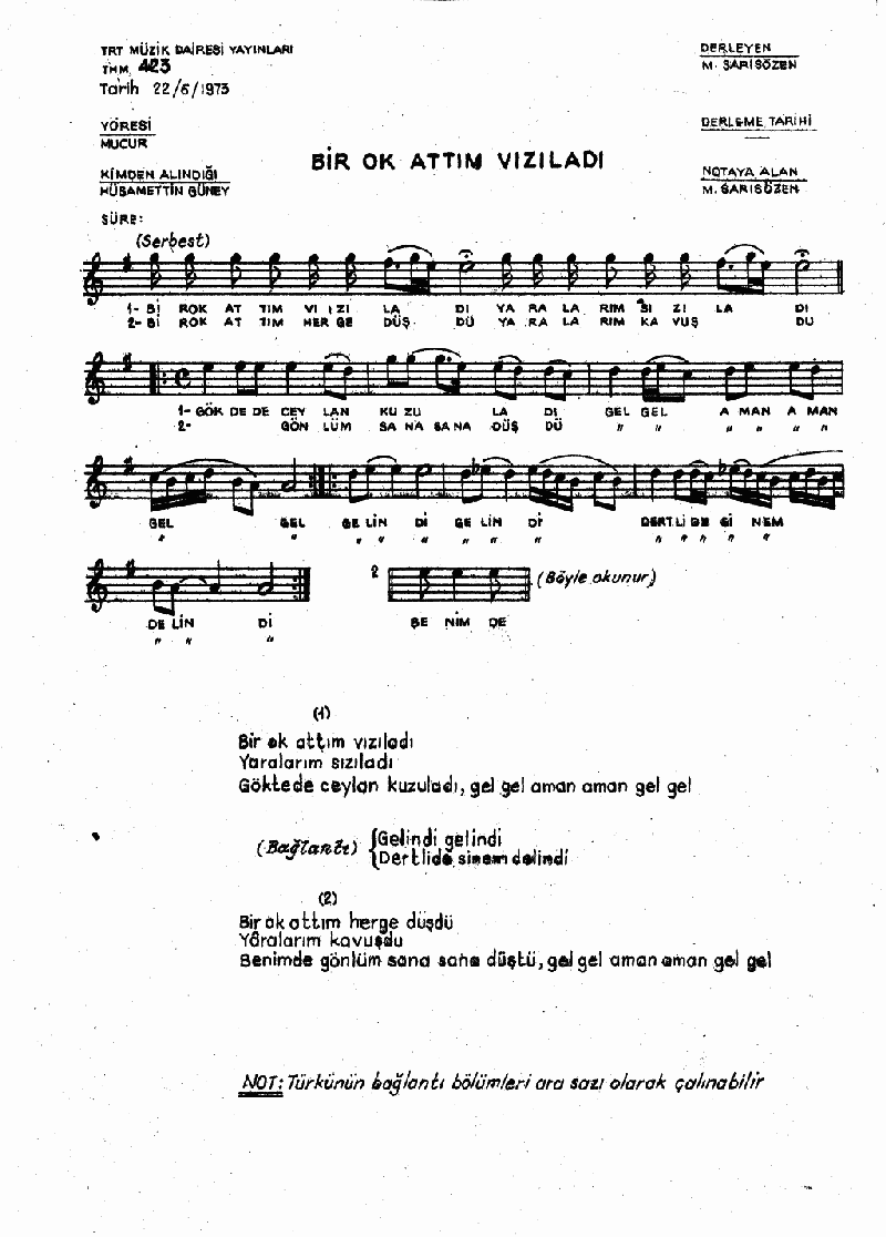 BİR OK ATTIM VIZILADI