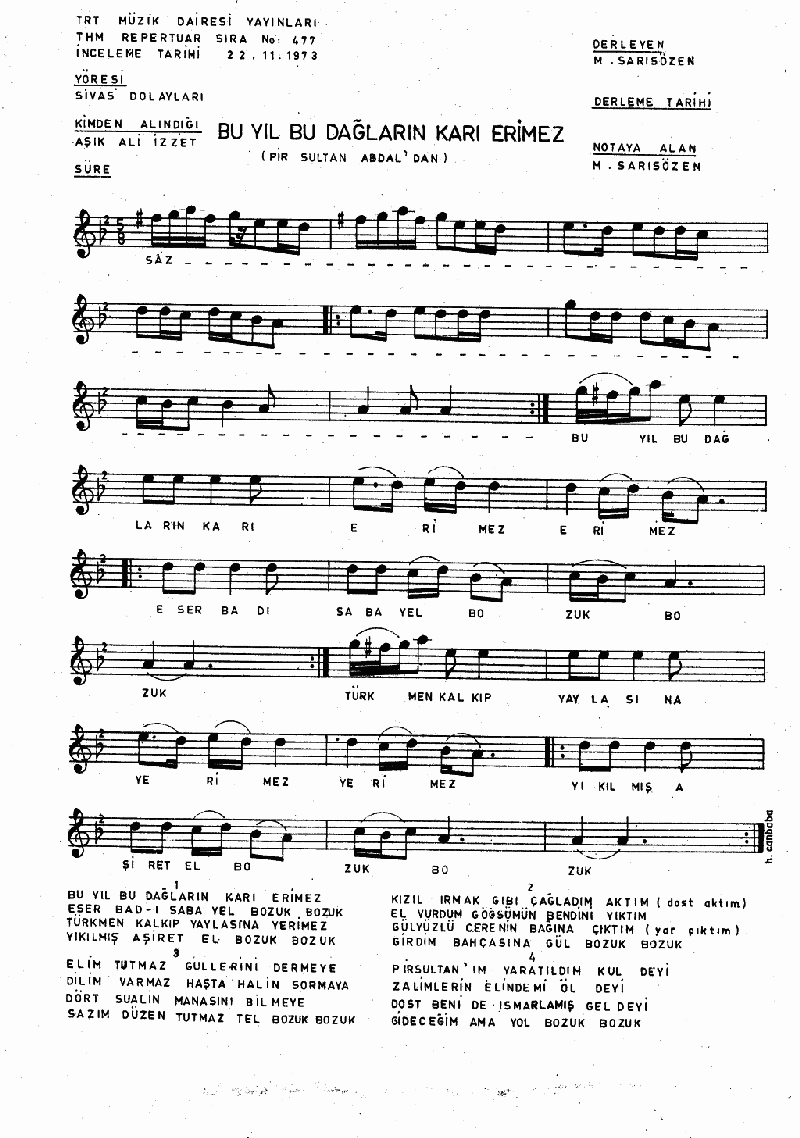 BU YIL BU DAĞLARIN KARI ERİMEZ - II