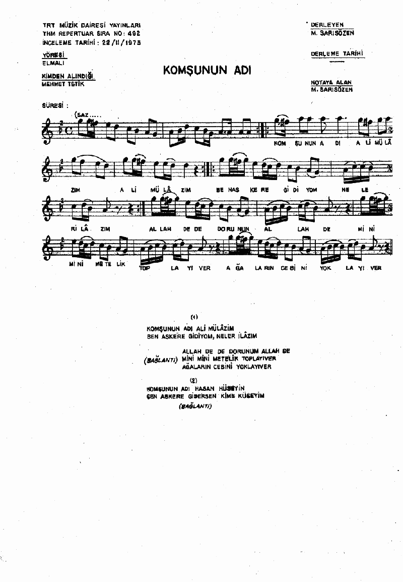 KOMŞUNUN ADI ALİ MÜLAZİM