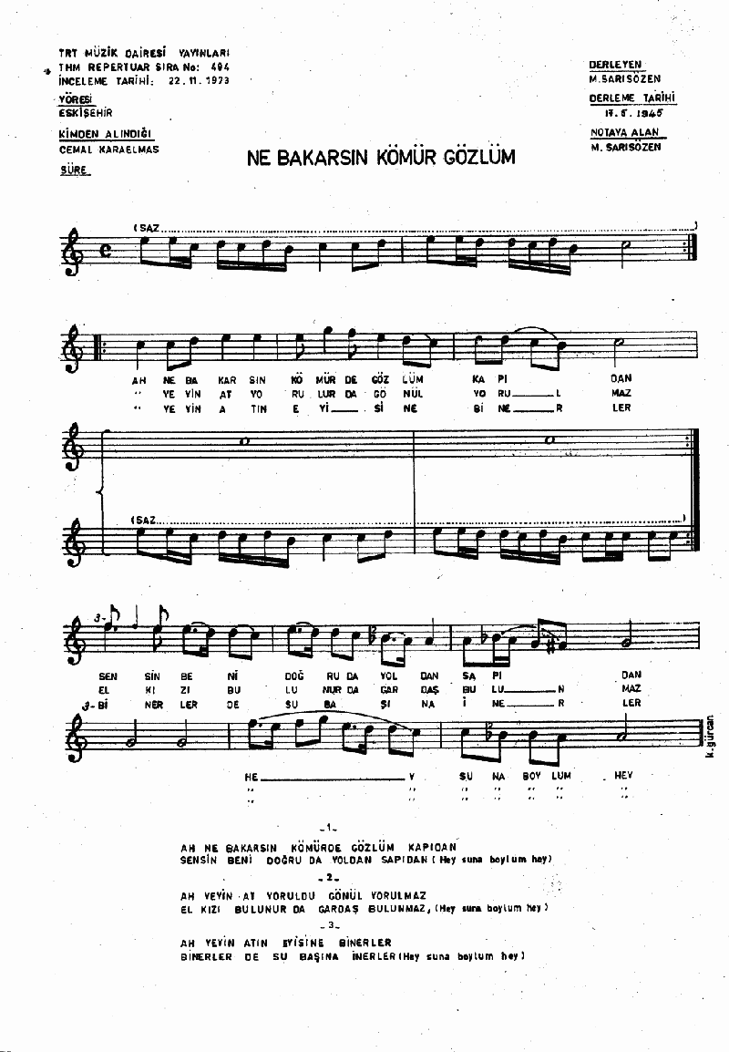 NE BAKARSIN KÖMÜR GÖZLÜM KAPIDAN