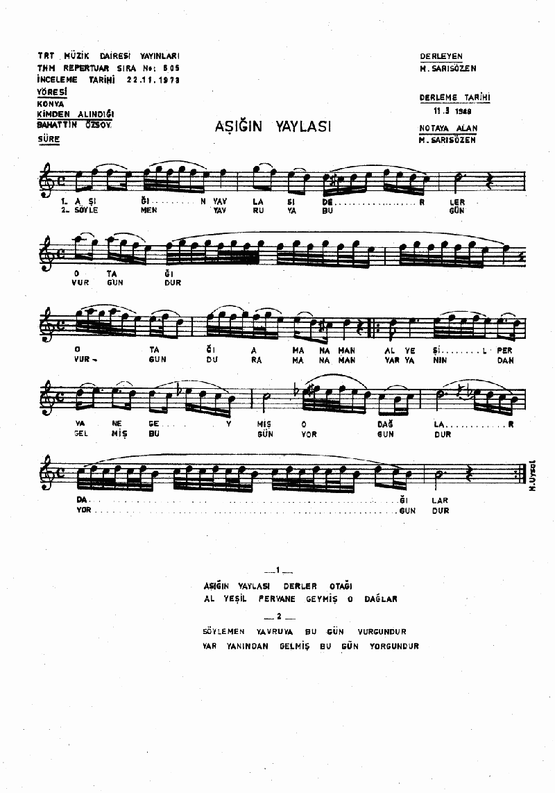 AŞIĞIN YAYLASI DERLER OTAĞI