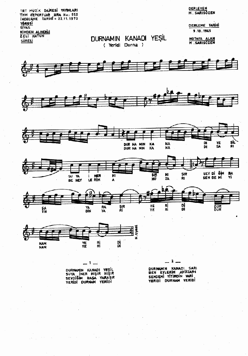 DURNAMIN KANADI YEŞİL