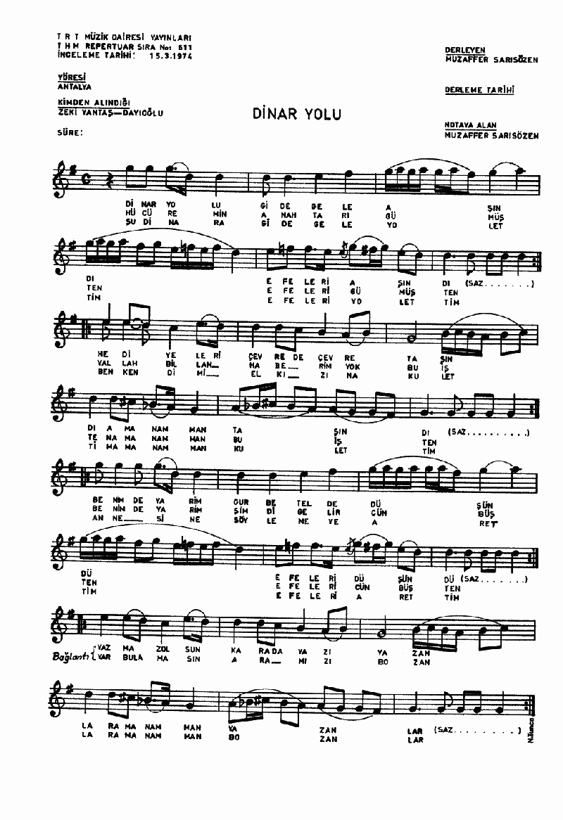 DİNAR YOLU GİDE GELE AŞINDI