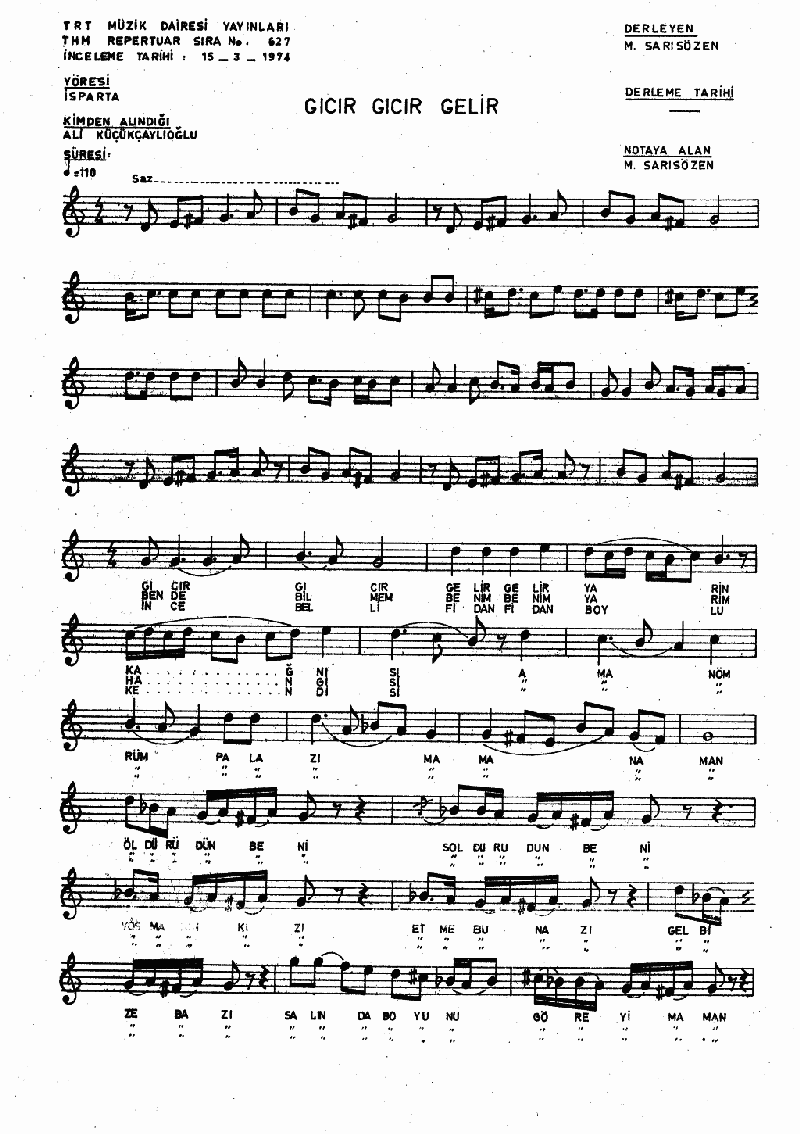 GICIR GICIR GELİR YARİN KAĞNISI