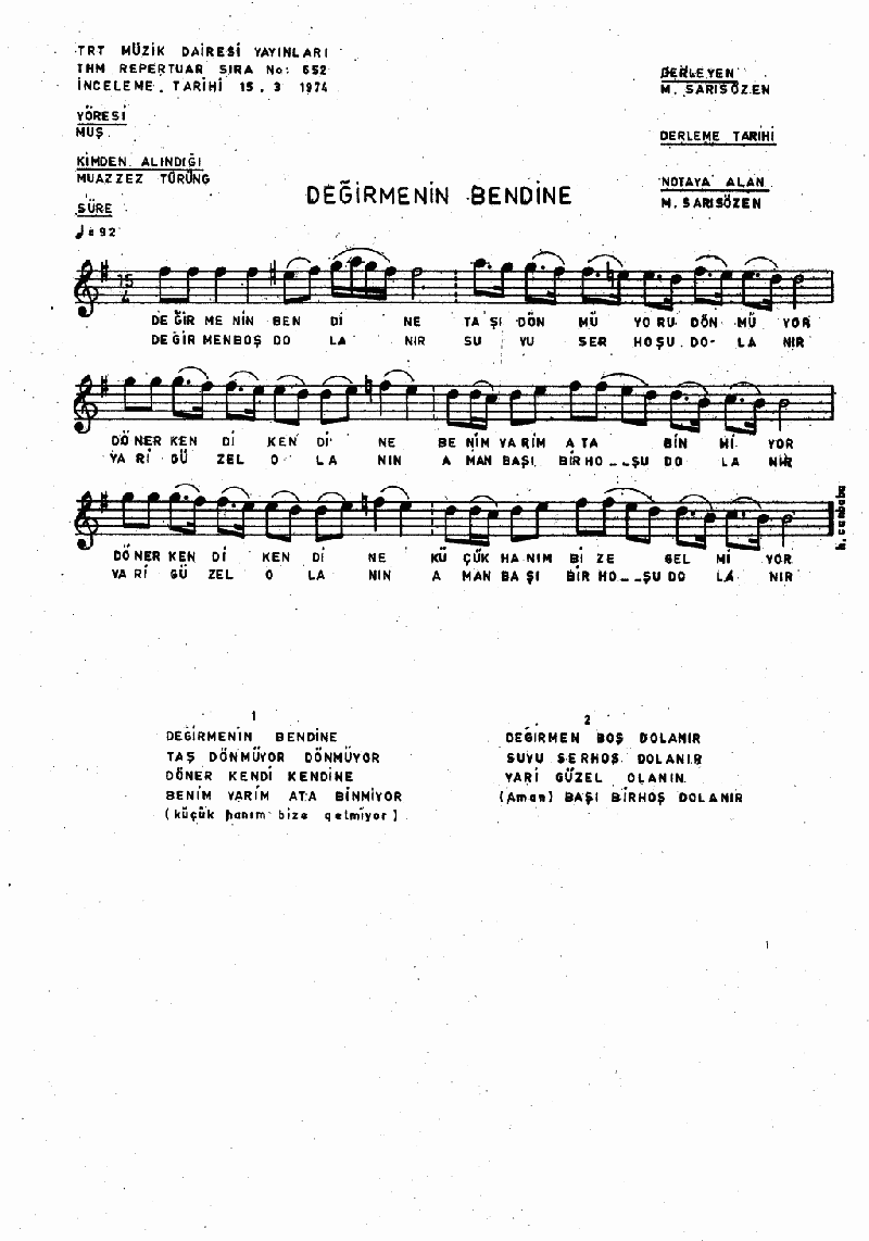 DEĞİRMENİN BENDİNE - II