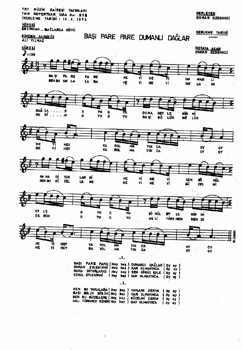 BAŞI PARE PARE DUMANLI DAĞLAR