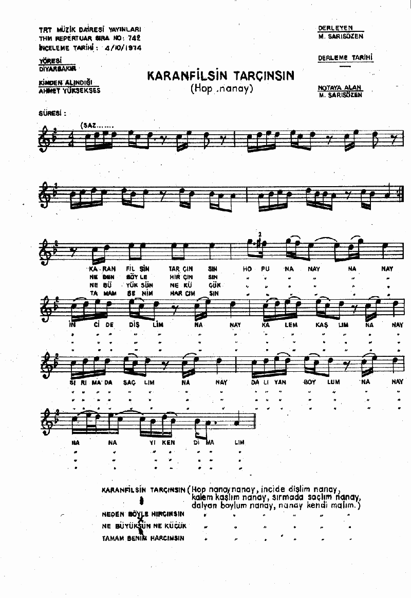 KARANFİLSİN TARÇINSIN