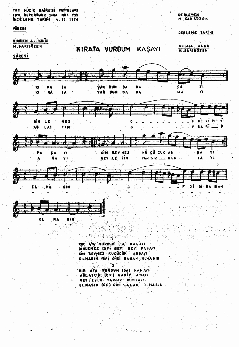 KIR ATA VURDUM KAŞAĞI