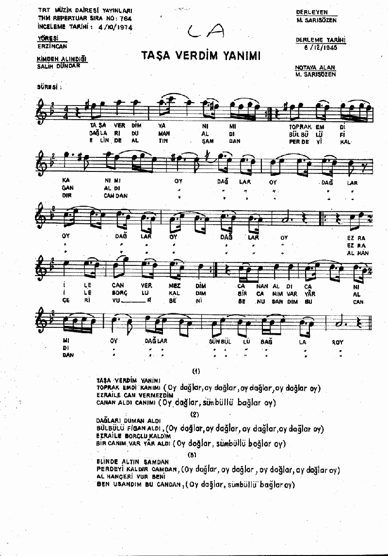 TAŞA VERDİM YANIMI