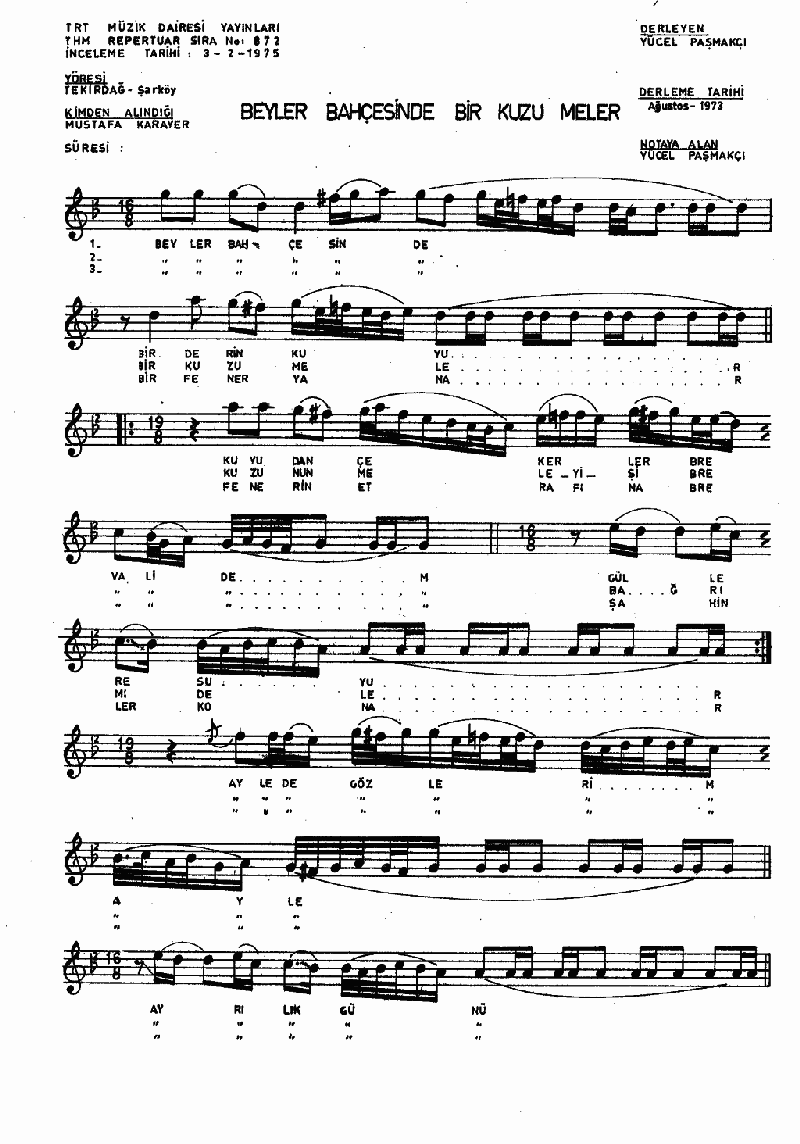 BEYLER BAHÇESİNDE BİR DERİN KUYU