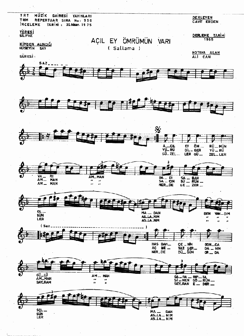 AÇIL EY ÖMRÜMÜN VARI - II
