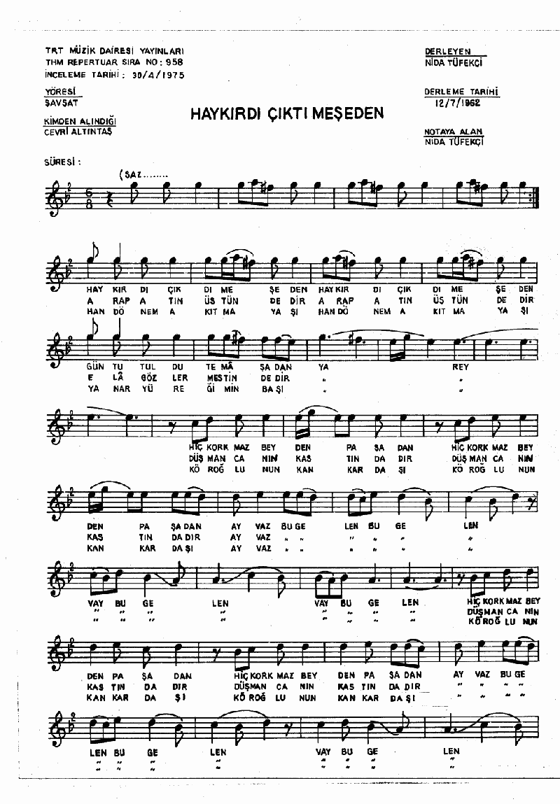 HAYKIRDI ÇIKTI MEŞEDEN