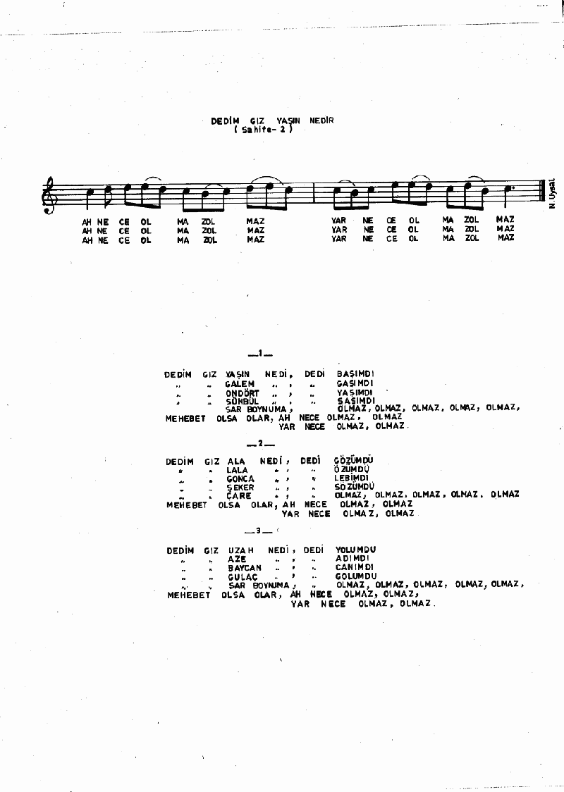 DEDİM GIZ YAŞIN NEDİR