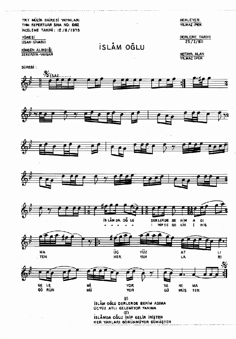 İSLAMOĞLU DERLER BENİM ADIMA