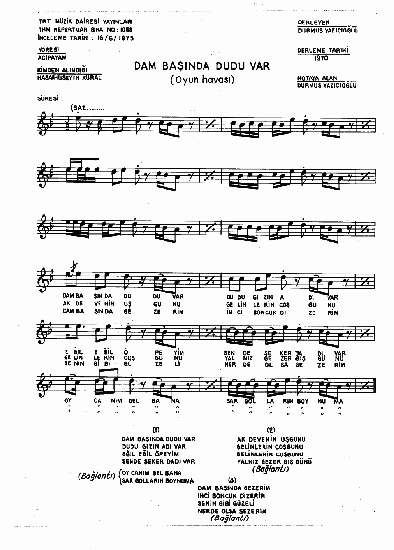 DAM BAŞINDA DUDU VAR