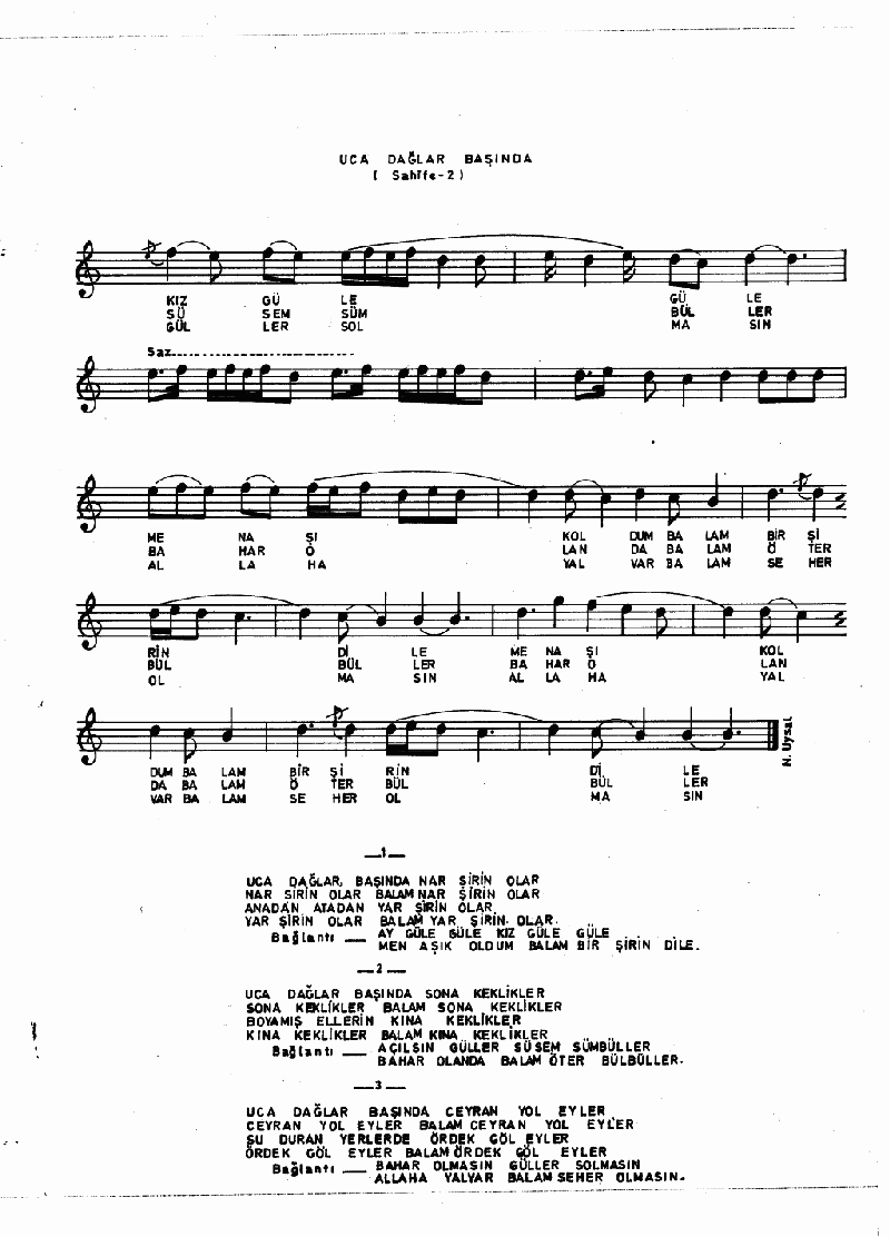 UCA DAĞLAR BAŞINDA NAR ŞİRİN OLAR