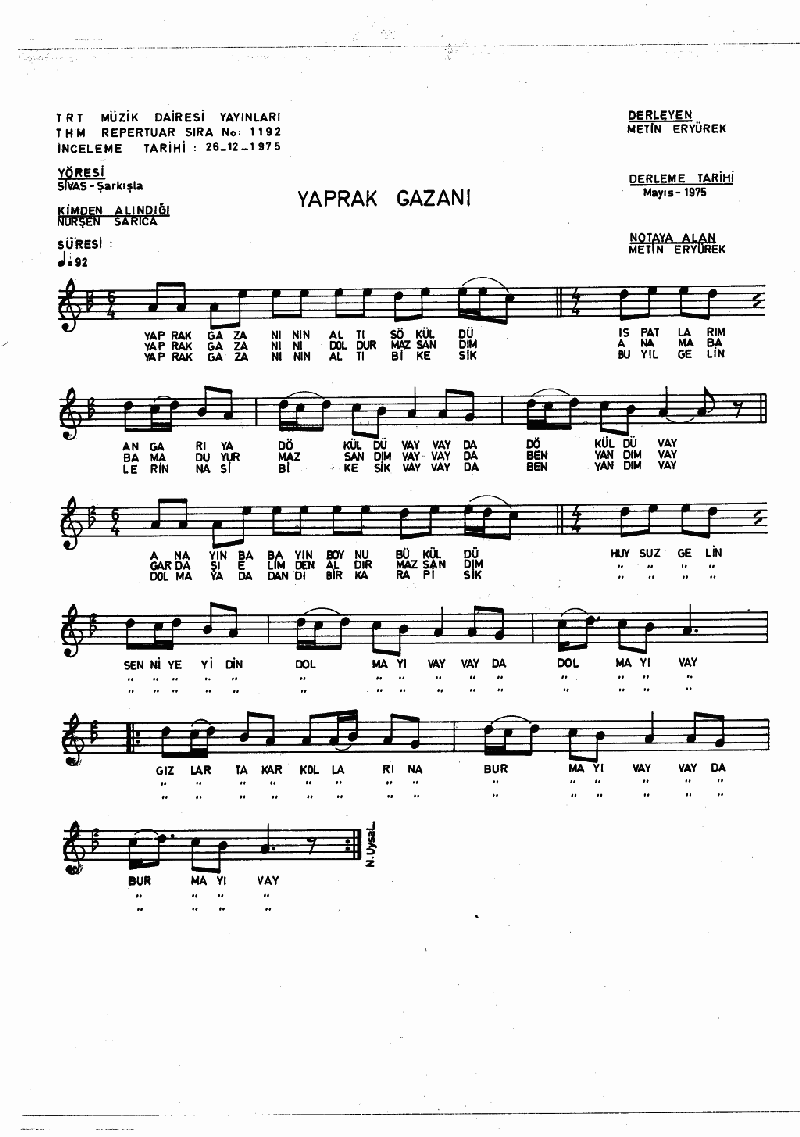 YAPRAK GAZANIN ALTI SÖKÜLDÜ