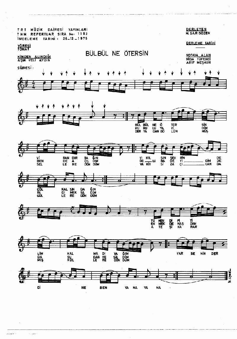 BÜLBÜL NE ÖTERSİN VİRANDIR BAĞIN