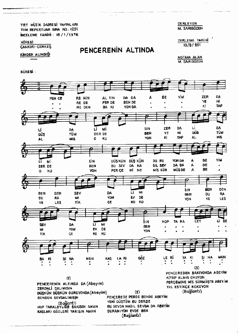 PENCERENİN ALTINDA - I