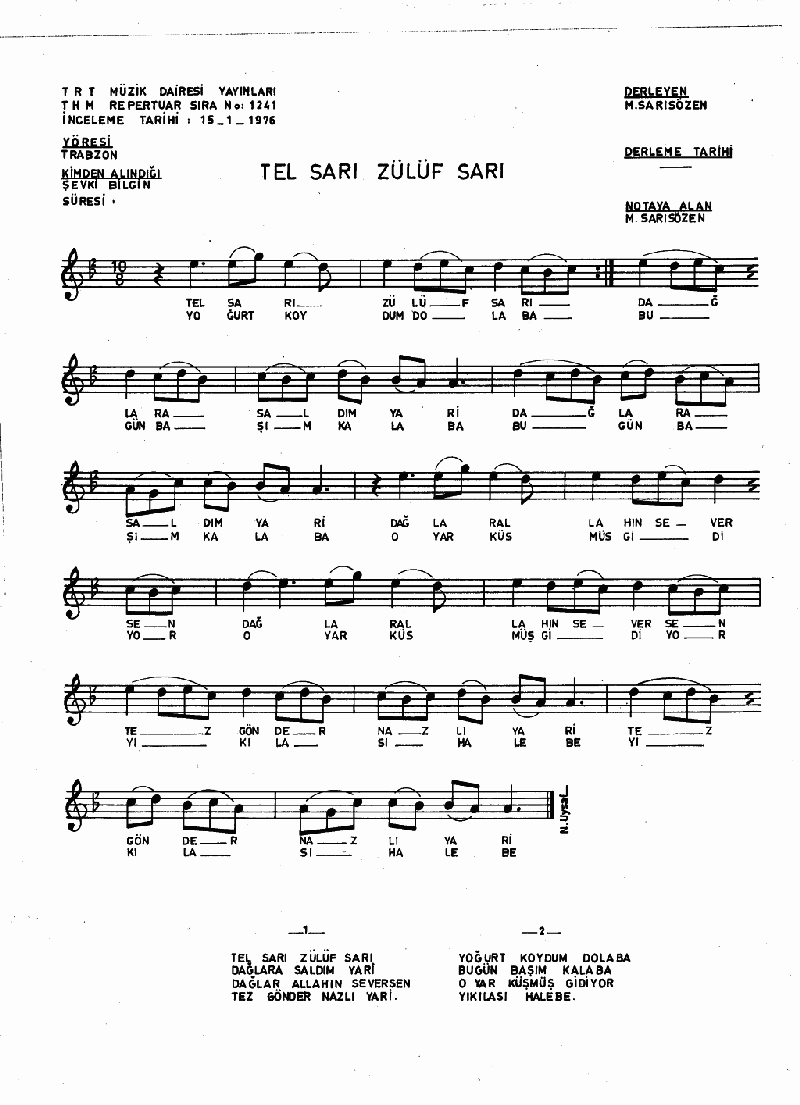 TEL SARI ZÜLÜF SARI