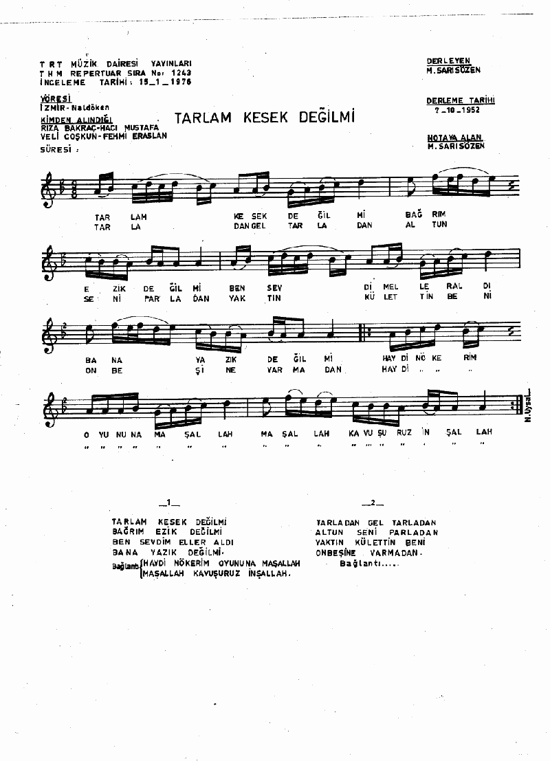 TARLAM KESEK DEĞİL Mİ