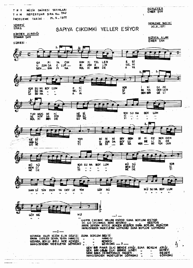 GAPIYA ÇIKTIM Kİ YELLER ESİYOR