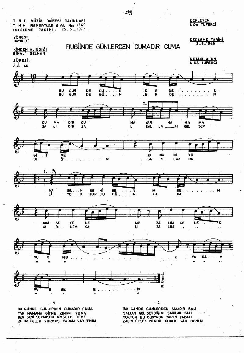 BUGÜN GÜNLERDEN CUMADIR CUMA - II