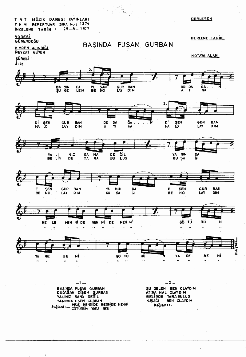 BAŞINDA PUŞAN GURBAN