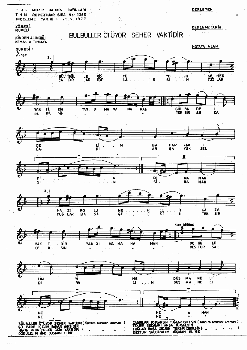 BÜLBÜLLER ÖTÜYOR SEHER VAKTİDİR