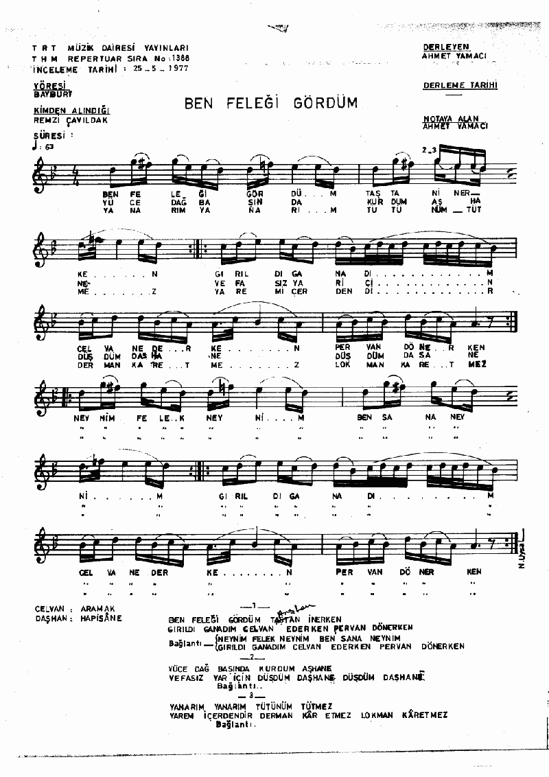 BEN FELEĞİ GÖRDÜM TAŞTAN İNERKEN