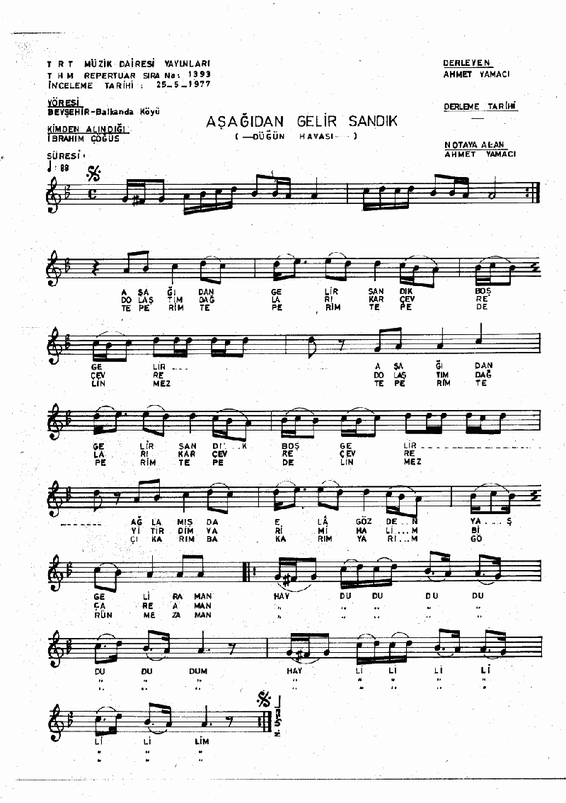 AŞAĞIDAN GELİR SANDIK